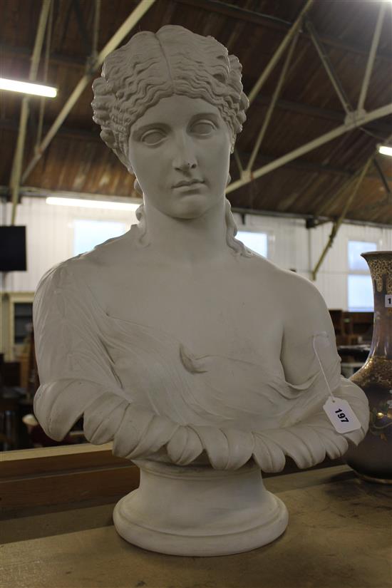 After W. O. Marshall, a Parian bust of Ophelia (repaired)
